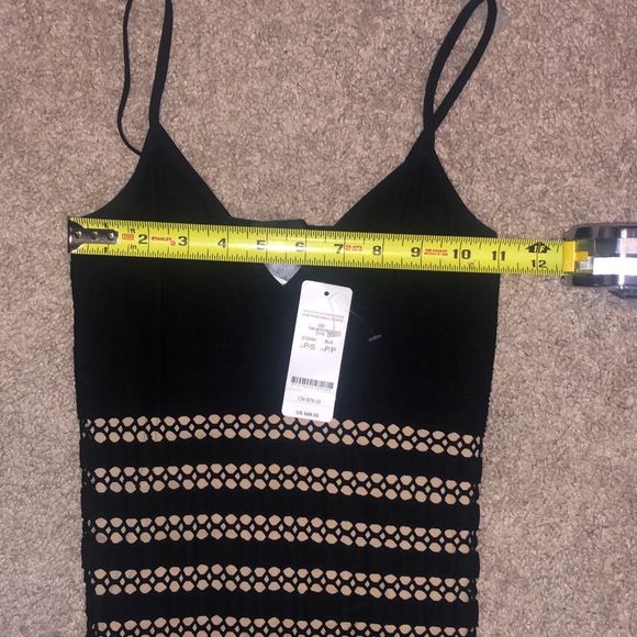 Bebe NWT Open Stitch Stripe Dress- Bodycon Black/Nude, Size Small, MSRP $69 - Picture 8 of 9